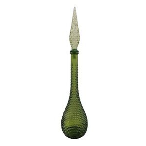 Empoli Italy Green Diamond Point Genie Bottle Decanter With‎ Resin Stopper